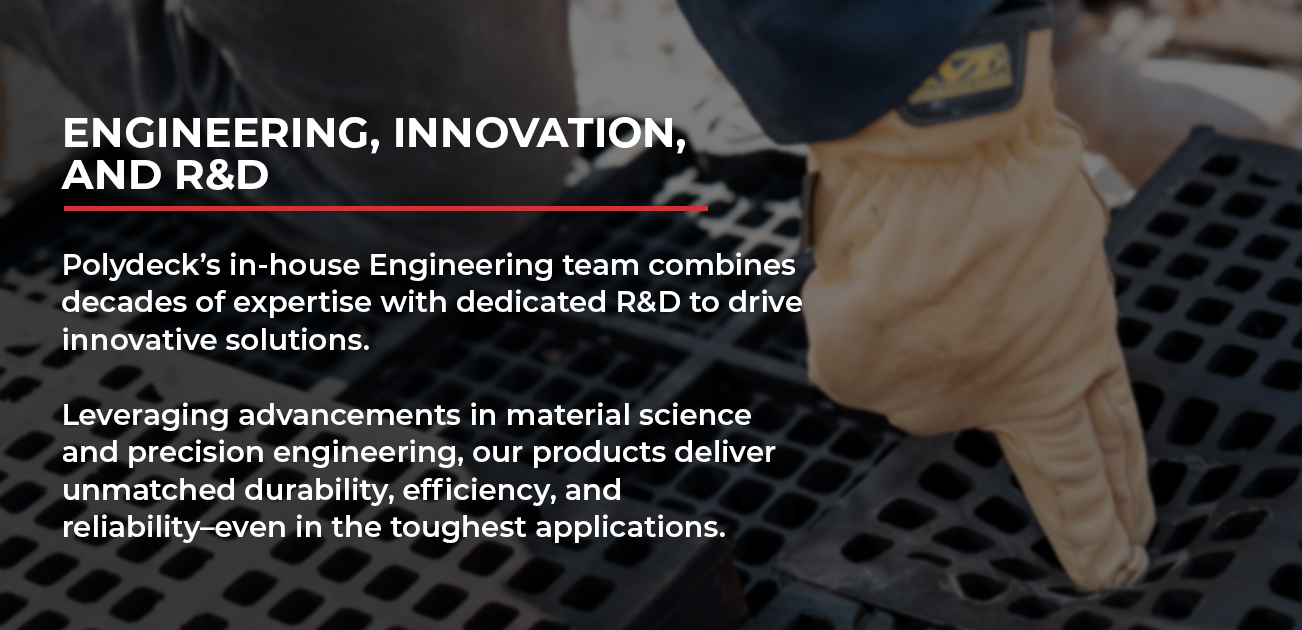 A text specifying Polydeck's engineering, innovation, and R&D